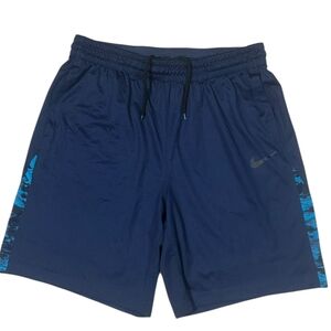 Nike Men’s Athletic Shorts Blue Swoosh Logo Drawstring Dri-Fit XL